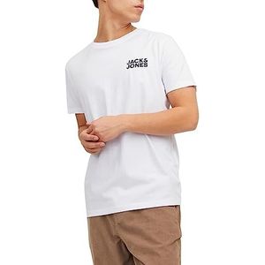 JACK & JONES heren T-Shirt Jjecorp Logo Tee Ss O-hals Noos, wit/pasvorm: slim/small print/zwart, L