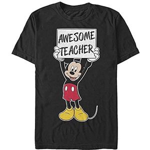 Disney Classics Uniseks Classic Mickey Awesome Teacher Biologisch T-shirt met korte mouwen, zwart, M