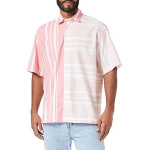 United Colors of Benetton Shirt 5WWYUQ01Q, roze met witte strepen 902, S heren, roze gestreept wit 902, S