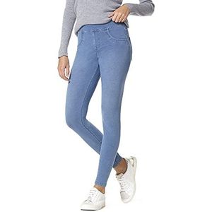 HUE Women's Super Soft Stretch High Rise Denim leggings, No Side Seams Classic Light Wash S