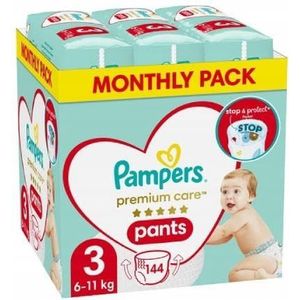 Pampers Pants Luierbroekje maat 3 (6-11 kg), Premium Care, 144 stuks, luiers met stop- en achterzak
