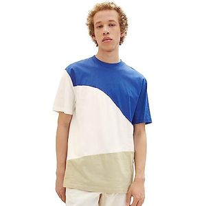 TOM TAILOR Denim Heren Relaxed Fit T-shirt met cutline-patroon, 14531-glanzend koningsblauw, L