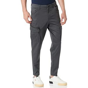 Heren JACK & JONES Cargo Chino Broek JPSTACE JJDEX Stretch Broek Rechte Pasvorm Werkbroek Look, Colour:Grey, Pant Size:28W / 30L