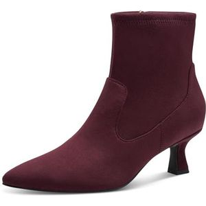 Marco Tozzi - Kuitlaarzen - Bessenrood - Suèdeleer - Ritssluiting - Trechterhak