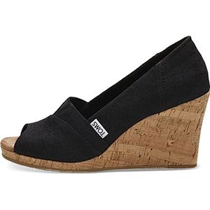 TOMS Classic Wedge, sandaal met sleehak voor dames, Zwart, 37.5 EU