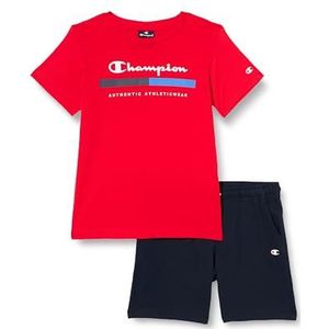 Champion Legacy Graphic Shop B - Authentic Athleticwear Crewneck T-shirt & shorts compleet, intens rood/marineblauw, 3-4 jaar kinderen en jongeren SS24, donkerrood/marineblauw, 3-4 Jaar