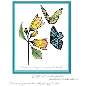 Set van 8 Sizzix™ A5 doorzichtige stempels met stencil — Cosmopolitan, Butterfly van Stacey Park