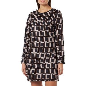 FENIA Dames mini-jurk met grafisch patroon 19225705-FE02, zwart, M, zwart, M