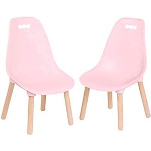 B. spaces Kinderstoel, set van 2 in roze met houten poten, kindermeubels, kinderstoelen, stabiel en stijlvol met hout, stoel voor kinderen vanaf 3 jaar, PVC-vrij
