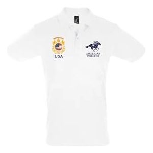 AMERICAN COLLEGE USA, Polo, shirts, T-shirts, jongens, meisjes, overhemden en sweatshirts, casual, sportief, bedrukt, kinderkleding, uniseks, model ACPL211 wit, 10 jaar, wit, 10 Jaar