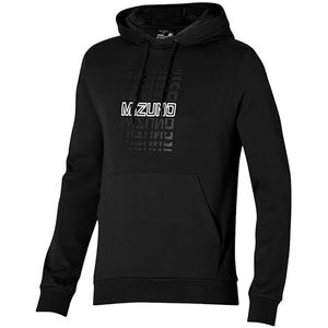 Mizuno Atletiek Graphic Hoody Sweatshirt met capuchon voor heren, Zwart, XL