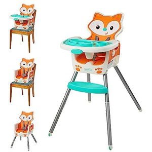 Infantino 4-in-1 Highchair - Space-Saving, Multi-Stage Booster and Toddler Chair with Multi-use Meal mat and Dishwasher-Safe Tray, in a Fox-Themed Design