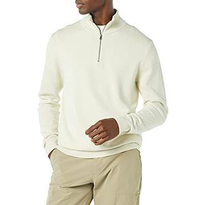 Amazon Essentials Heren 100% Katoen Quarter-Zip Trui, Ivoor, X-Small