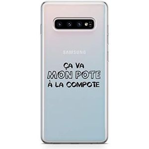 Zokko Beschermhoes voor Samsung S10 Ca va Mon Pote Ã la Compote ? – zacht, transparant, zwarte inkt