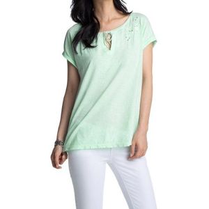 ESPRIT Dames T-shirt 054EE1K041 met parelbezetting, groen (Frozen Mint 339), XL