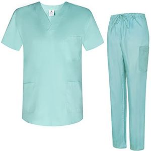 MISEMIYA - Uniseks schrobset – medisch uniform met bovendeel en broek 817-8319, turquoise, L