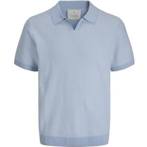 JACK & JONES Heren Jprcceaston Knit Split Neck Ss Sn, Chambray Blue, XXL