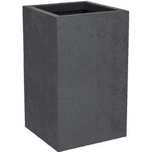 EDA - Vierkante pot Basalt'Up 36 L - Imitatie Beton Decor - Enkelwandig - Wateropslagzone - 29,5 x 29,5 x H 49,5 cm - Antracietgrijs