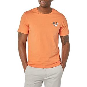 True Religion US Heren Boeddha Logo T-shirt met korte mouwen, oranje T-shirt, Oranje, S