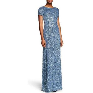 Adrianna Papell Women's Short-Sleeve All Over Sequin Gown, Nile, 10