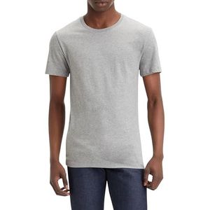 Levi's heren Slim 2-Pack Crewneck Tee, White/ Med Heather Grey, S