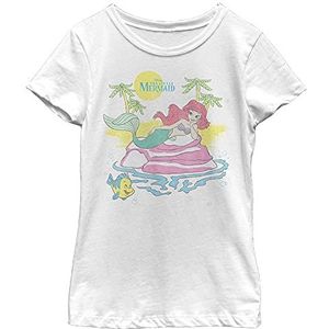 Disney Princess Beachy Ariel Girl's Solid Crew Tee, wit, XS, Weiß, XS