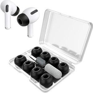 YISH 8 Pack Vervangende: Siliconen Dopjes voor Airpods Pro en Airpods Pro 2, Oordopjes met Ruisonderdrukking, Praktische Opbergdoos, Oordopjes met Poetsdoek (XS/S/M/L)