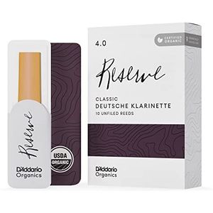 D'Addario Organic Reserve Classic Duitse klarinet Riet - Riet voor klarinet - Het eerste en enige biologische riet - 4.0 sterkte, 10 stuks