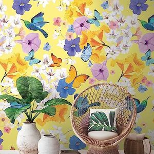 Fotobehang bloemen - Livingwalls wandbehang kleurrijk - bloemenbehang op 2,80 m x 1,59 m - behang woonkamer modern