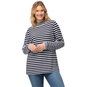 Ulla Popken Womenswear Plus Size Curvy Gestreepte Coltrui Lange Mouw Trui 826454, marineblauw, 12-14