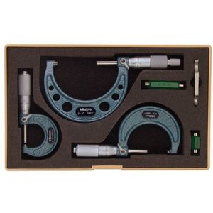 Mitutoyo 103-922 Buiten Micrometer Set met Standaarden, 0-3"" Range, 0"" Graduation (3 Stuk Set)