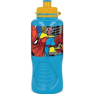 Marvel - Spiderman - Drinkfles - Blauw - 400 ml - Kunststof met Druppelsluiting en Antislip Band