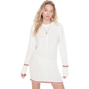 Trendyol Vrouwen Vrouw Relaxed Shift Crew Neck Knitwear Jurk, Ecru, M