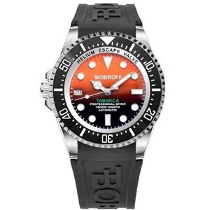 Bobroff Tabarca BF0004i-BFSTN Diver Professioneel herenhorloge, automatisch, 1000 m, oranje, heliumventiel, Oranje, 44MM, band