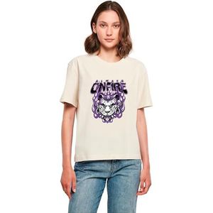 Miss Tee Dames T-shirt Always On Fire Tee, casual T-shirt met print op de voorkant, regular fit, katoen, maten XS - 5XL, witzand., L