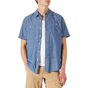 Amazon Essentials Men's Chambray-shirt met korte mouwen, Gespoeld, XXL