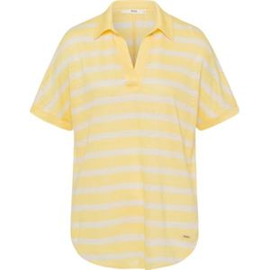BRAX Dames Style Clay Linen Stripe Polohemd, Banana, 42, banana, 42