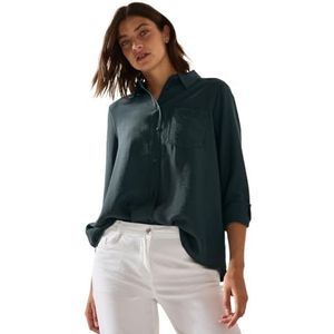Cecil - Overhemdblouse - Slate Khaki - Knoopsluiting - Met Structuur