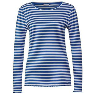 Street One Dames shirt met lange mouwen gestreept, Fresh Intense Gentle Blue, 42