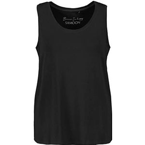 Samoon Basic top voor dames, met zijsplitten, mouwloos, top, effen, zwart, 54 NL