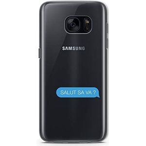 Zokko Beschermhoesje voor Samsung S7 Salut sa va luie spelling – zacht transparant inkt wit