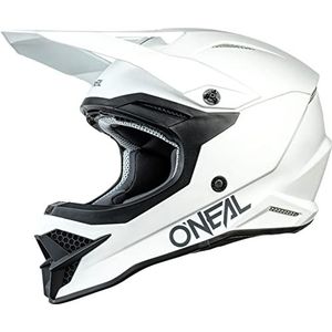 O'NEAL | Motorfietshelm | Motorfiets, Enduro | Veiligheidsnormen ECE 2205, schaal gemaakt van ABS, ventilatieopeningen voor optimale ventilatie en koeling | 3SRS Helm Solid | Volwassen | Wit | Maat S