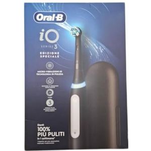 Oral-B Oplaadbare elektrische tandenborstel iO 3 zwart, 1 elektrische tandenborstel, 1 reservekop, reisetui + tandpasta Oral-B Advanced Sensitive-bescherming, tandreiniging