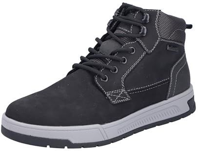 Rieker - Veterboots - Grijs/Zwart - Leer/Suède - Waterdicht