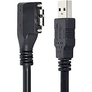 System-S USB 3.0 kabel 5 m type A stekker naar Micro B stekker hoek schroef in zwart