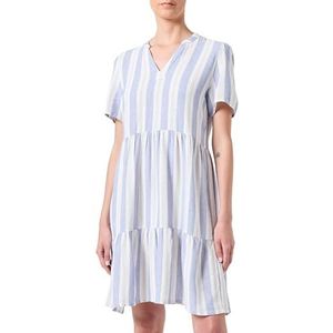 ONLY Onltiri-Caro S/S V-hals Lin Dress Cc PNT jurk, Engelse manor/stripes: cloud dancer & grijs violet, M