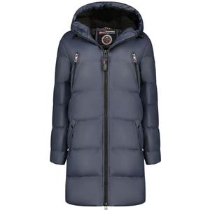 Geographical Norway Adrianna Lady Lange parka voor dames, dik, warm, herfst, winter, dunne jas, capuchon, imitatiebont, winddichte jas, elegant donsjack voor dames (marineblauw, M), Marineblauw, M