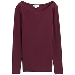 TOM TAILOR T-shirt met lange mouwen voor dames, 16427, bordeauxrood, XL