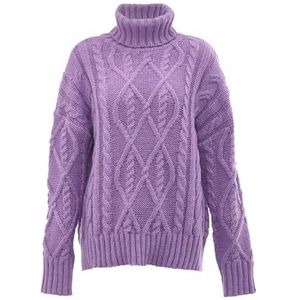 myMo Dames coltrui, trendy gestructureerde pullover polyester lavendel maat M/L, lavendel, M
