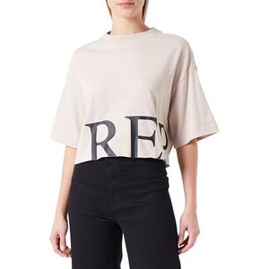 Replay Dames Cropped T-shirt korte mouwen Pure Logo Collectie, 893 Light Beige, M